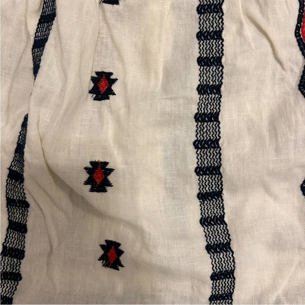 LOFT Cream Mini Skirt with Navy & Burgundy Embroidery - Picture 4 of 8